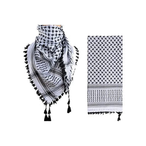 Premium 100% Rich Cotton Palestinian Shemagh / Keffiyeh Black & White Scarf